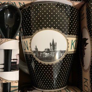 Ceramic Teacup with Spoon - Souvenir of Köln (Cologne) Germany, New in Box